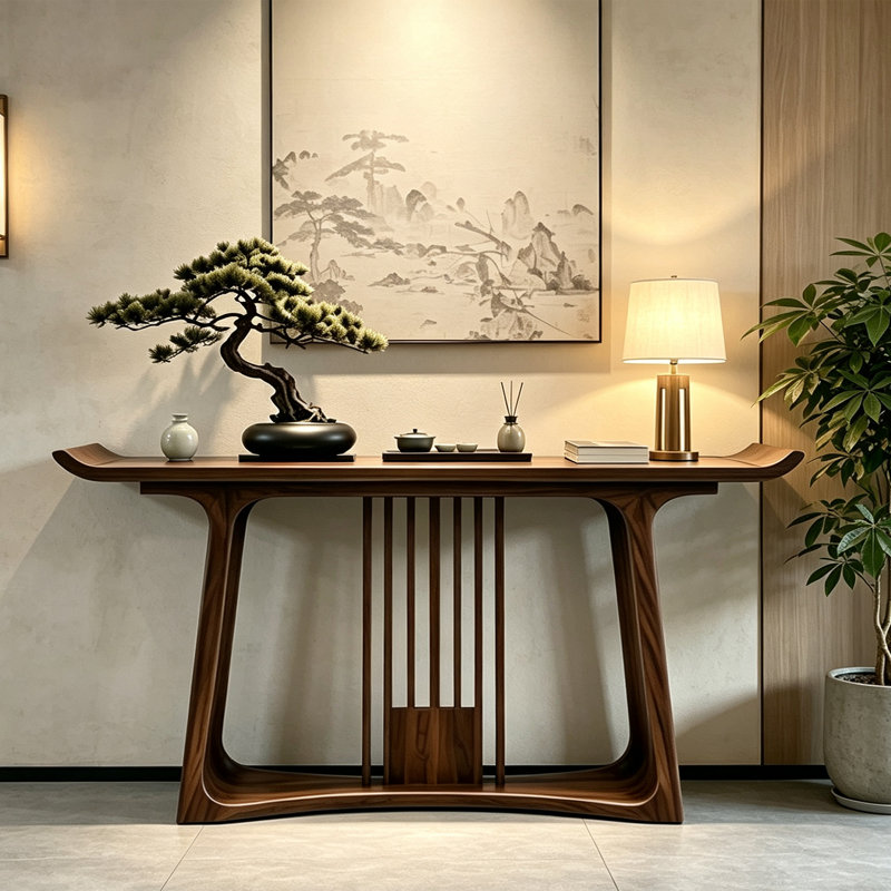 Nouvelle table d'entrée chinoise, 34.6" H x 63" W x 14.2" D