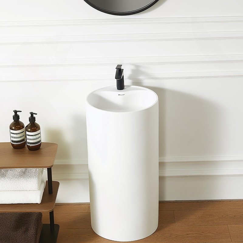 Lavabo de salle de bain à piédestal à surface solide 66S-08