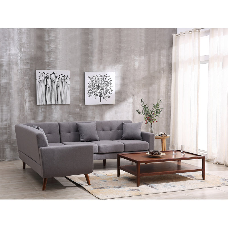Canapé modulaire Barnet, Mélange de polyester beige / brun clair, Face à la gauche