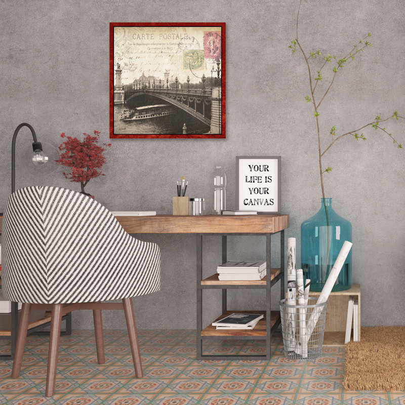 «Paris River Card» par Tre Sorelle Studios, reproduction d'art graphique sur toile tendue Paris, H 12 po x l 12 po