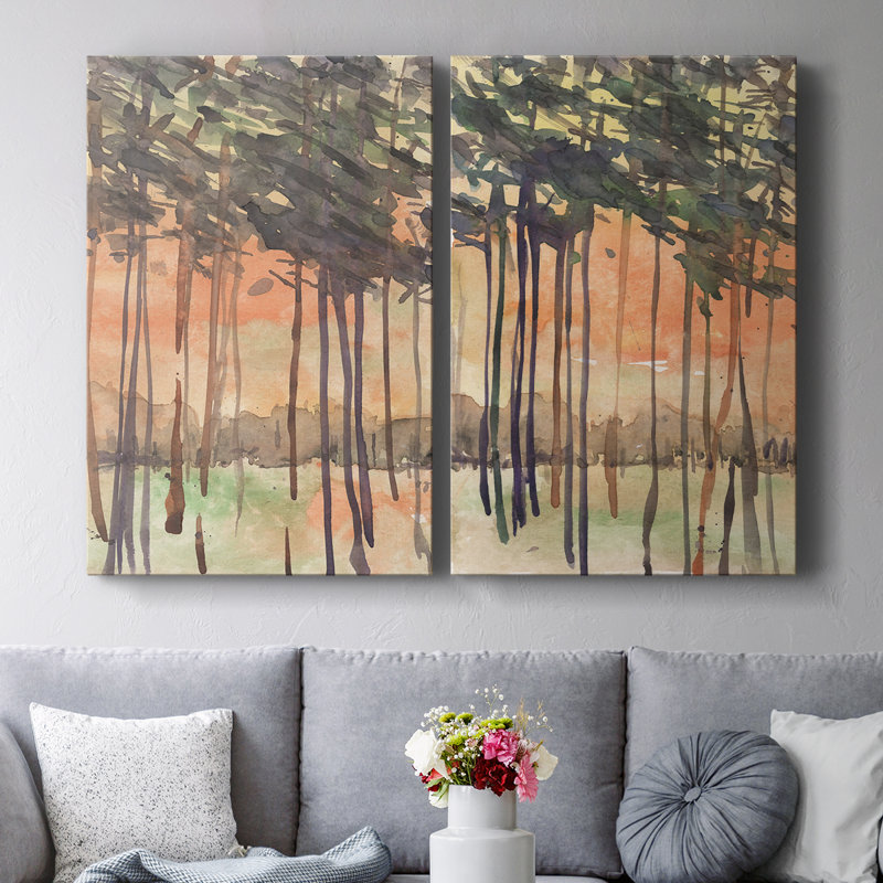 Entre les arbres I - Toile tendue avec châssis de qualité supérieure - Prêt à être accroché