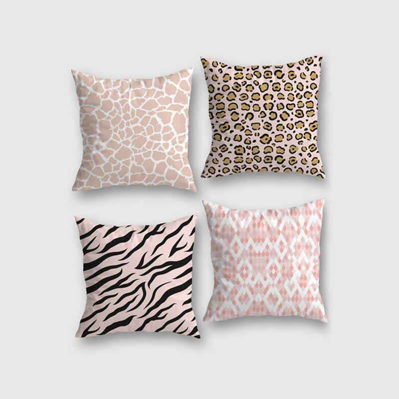 Ensemble de housse de coussin décoratif carré 4 pièces Ratzlaff