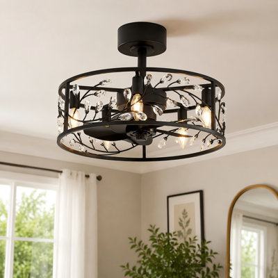 Ventilateur de plafond en cristal 20 po avec télécommande Sylvia et ensemble d'éclairage inclus Sylvia