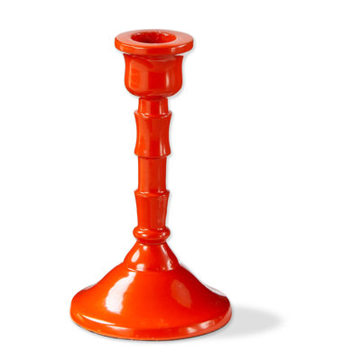  Zahra Metal Orange Taper Candle Stick, 5.25"