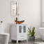 Finition de la base: finition du plateau blanc: meuble-lavabo simple autoportant bleu de 24 po avec comptoir en bois manufacturé-657482318-668012413