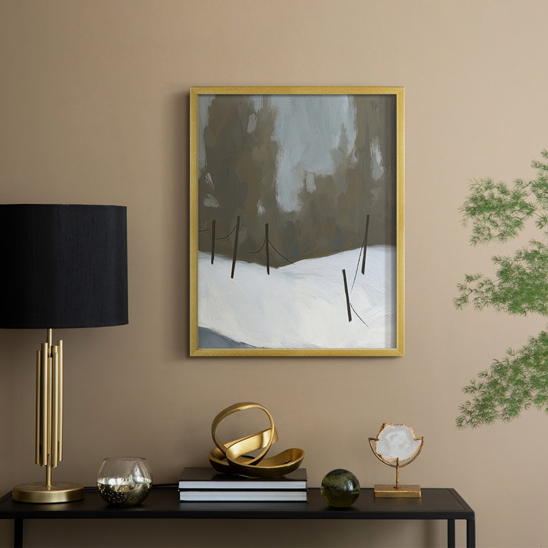 Deep Snow IV Framed Print - Solid Wood, 11" H x 9" W, Gold Framed
