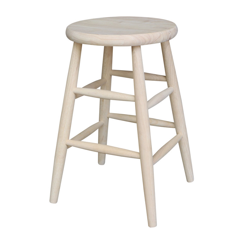 Solid Wood Bar & Counter Stool, Counter Stool (24" Seat Height), Unfinished