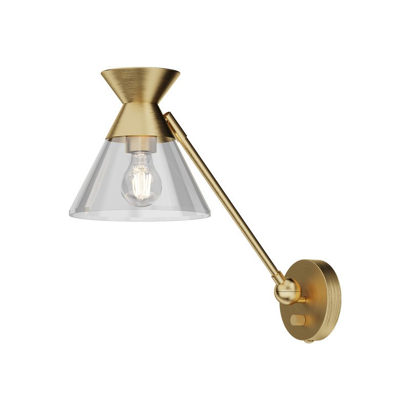 Mauer Armed Sconce, Brushed Gold, Clear