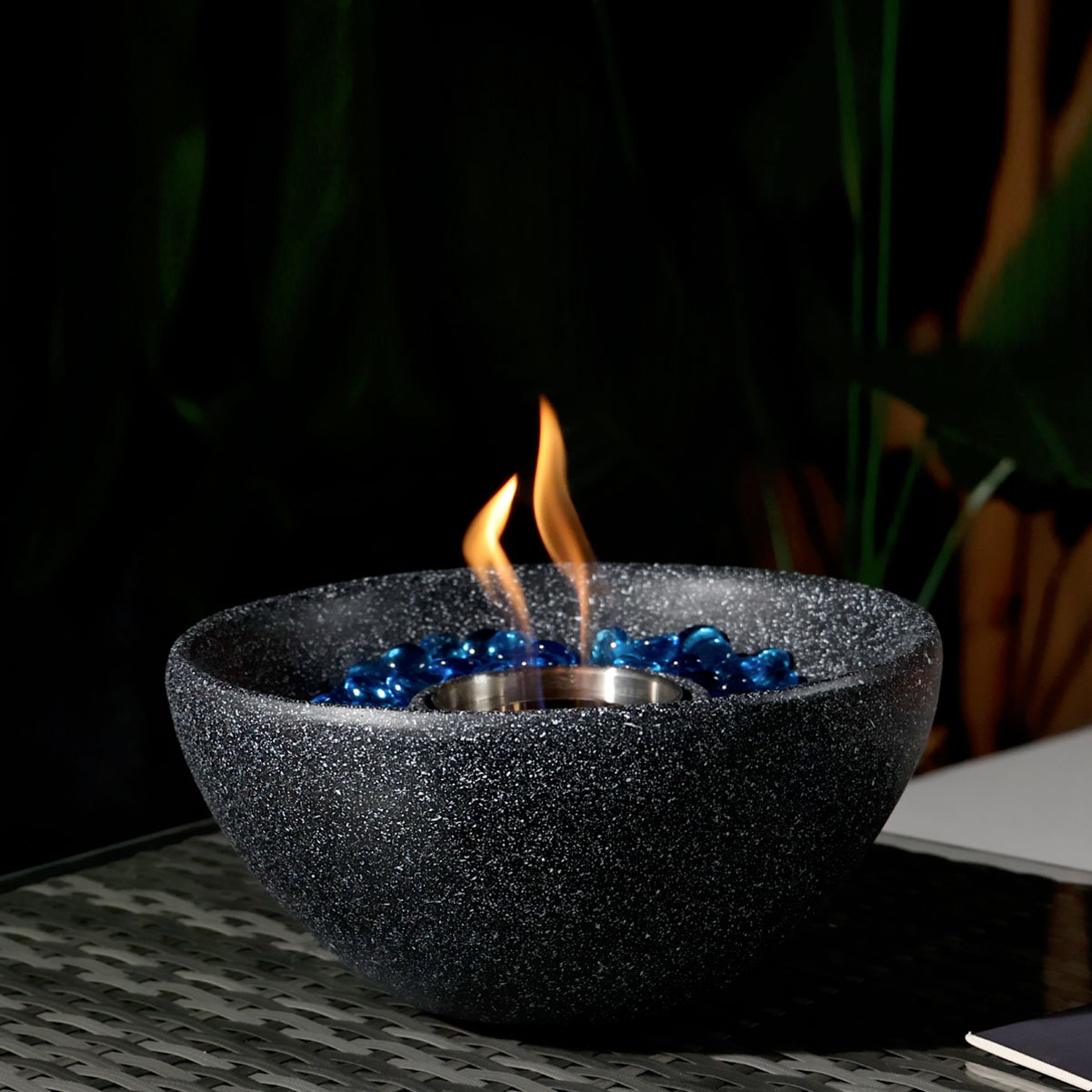AJ ENJOY Round Concrete Tabletop Fireplace Bio Ethanol or Gel Fuel Fire