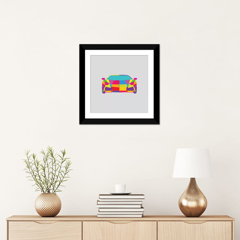 «Lambo» par Yoni Alter, impression sur toile, H 16 po x l 16 po x P 1 po, Papier beaux-arts encadré noir, Blanc