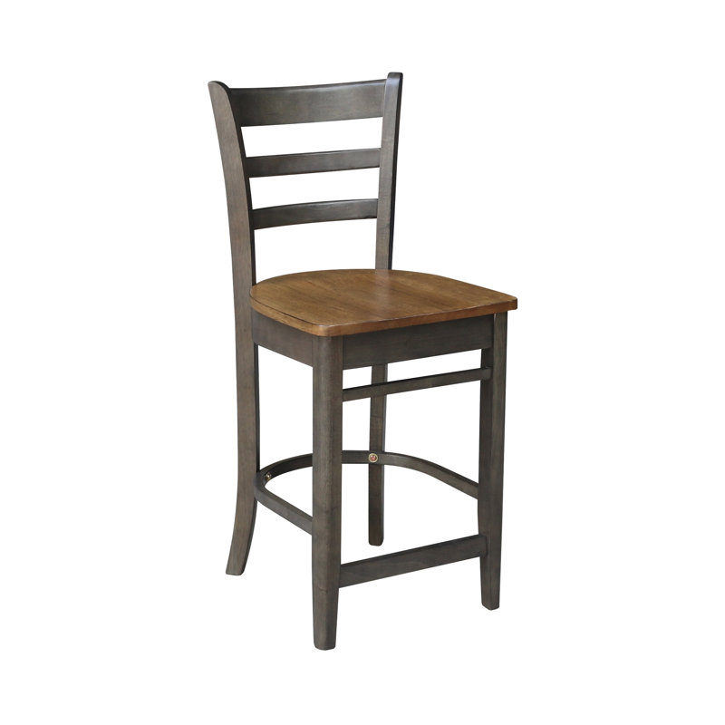 Marasco Solid Wood Counter Stool, Hickory/ Washed Coal Frame