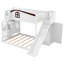 Lit simple superposé au dessus d'un lit double avec escalier de rangement, tablette, glissade et garde-robe, blanc et espresso-2024232865