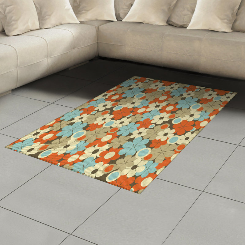 Floral High Density Long Fiber Poly Threads Decorative Area Rug Carpet, Rectangle 4' x 5'8"