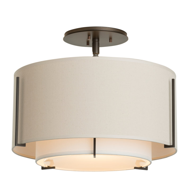 Exos 3 - Light Semi Flush Mount, Flax, Dark Smoke, 12.2" H x 16.1" W x 16.1" D