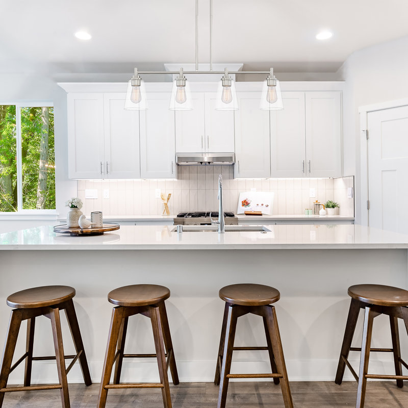 Washington Mews 4 - Light Kitchen Island Linear Pendant, Satin Platinum