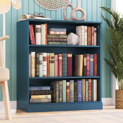 100% Solid Wood 3-shelf Bookcase with Adjustable Shelves