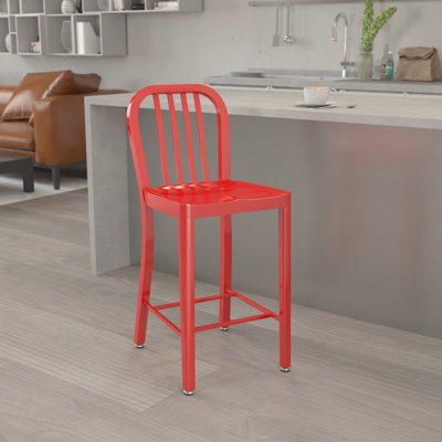 Carouthers 24" Commercial Grade Metal Counter Height Stool with Footrest by Flash Furniture