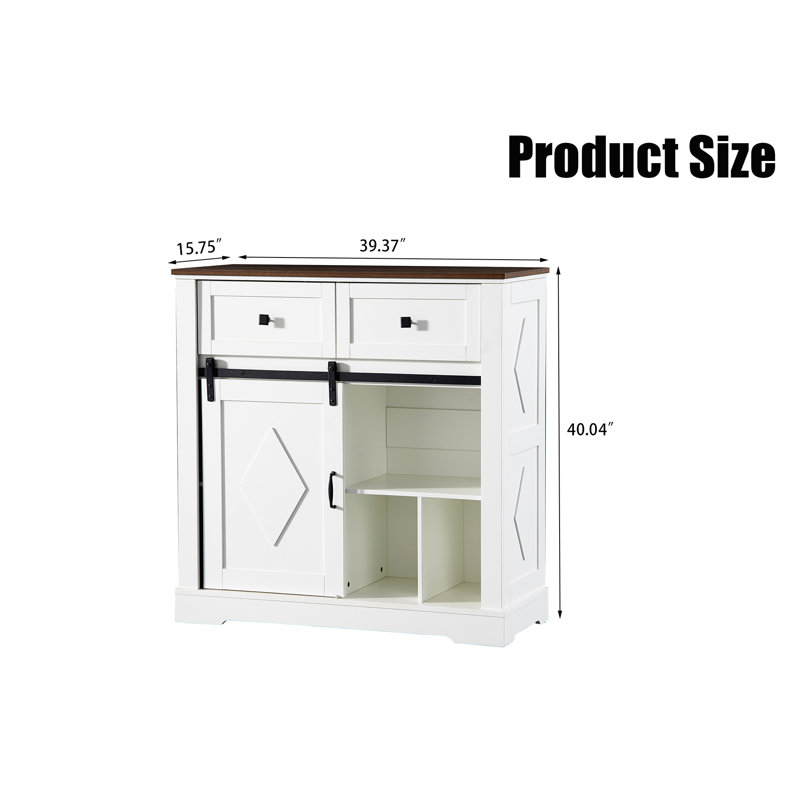 Armoire de rangement 39 "à porte de grange coulissante 39"