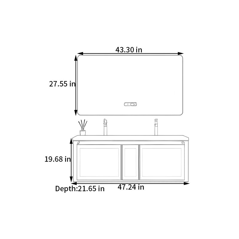 Moravian, 19.68" H x 47.24" W x 21.65" D