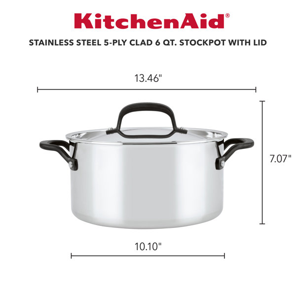 KitchenAid 3 qt 5-Ply Clad Stainless Steel Saucepan with Lid