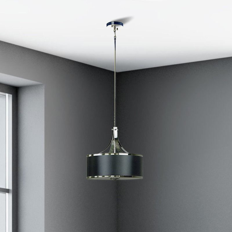 Luminaire suspendu cylindrique à 3 lumières, Noir discret