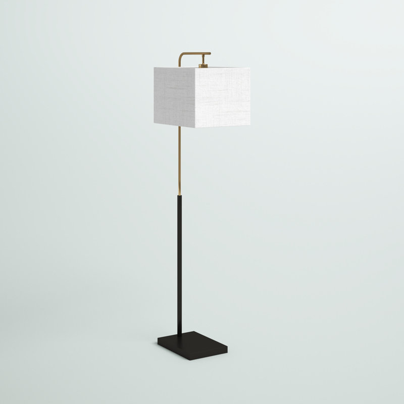 Lampe sur pied 60 po Fleetwood, Blanc cassé, Noir/laiton antique