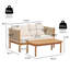 Ensemble de conversation de patio 4 pièces avec cadre en bois d'acacia, finition teck et sièges décoratifs en corde beige