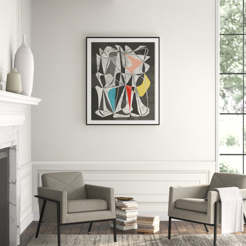 Vedene Print by Bangbouh Studio, 48" H x 40" W x 2.5" D, White, Black/Dark Gray/God/Pink/Red