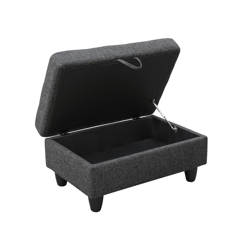 Parsifal Upholstered Ottoman, Black Gray