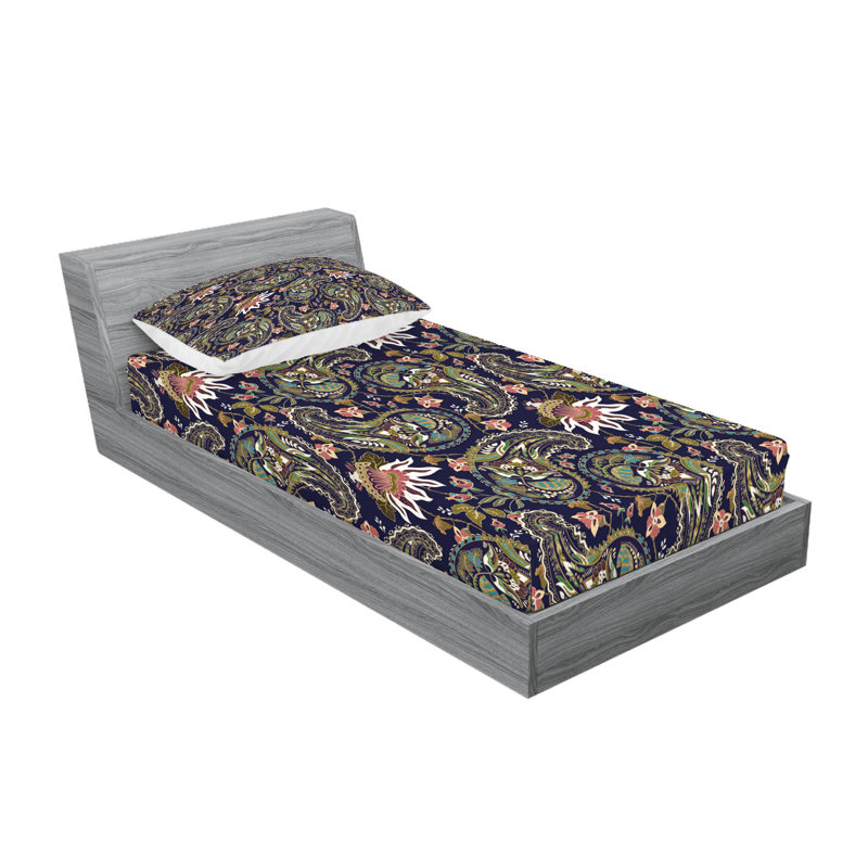 Multicolore Ambusonne Jacobean, Ensemble de draps pour lit simple + 3 pièces supp