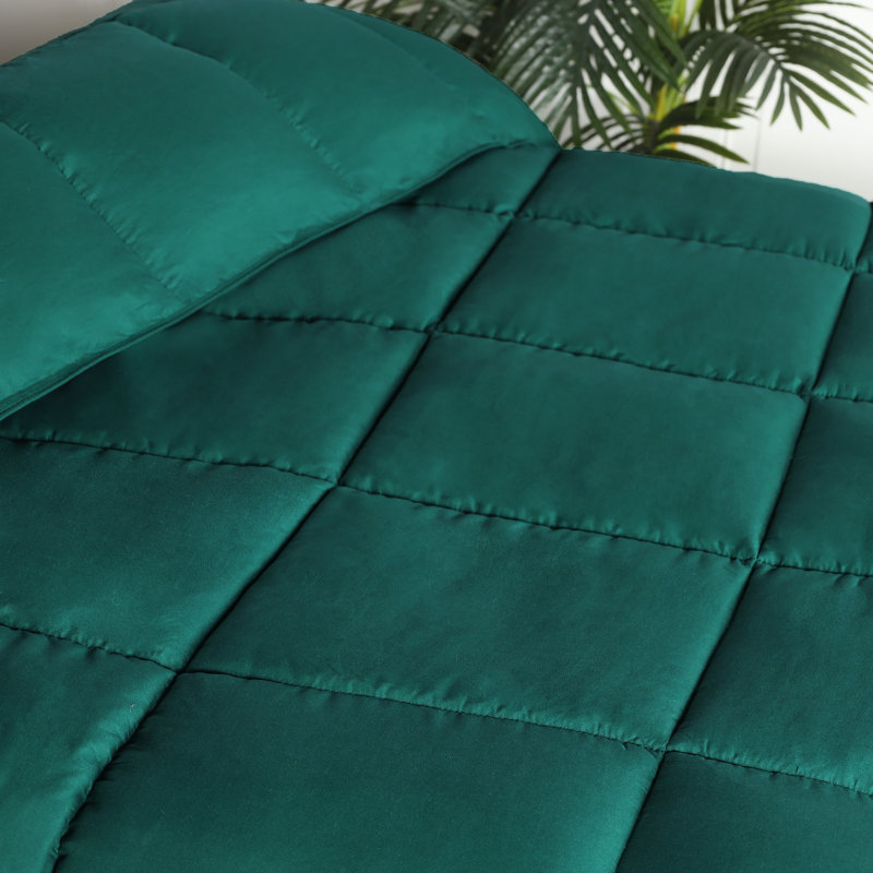 Hunter Green Twin Microfiber Reversible Comforter with Down Alternative Fill