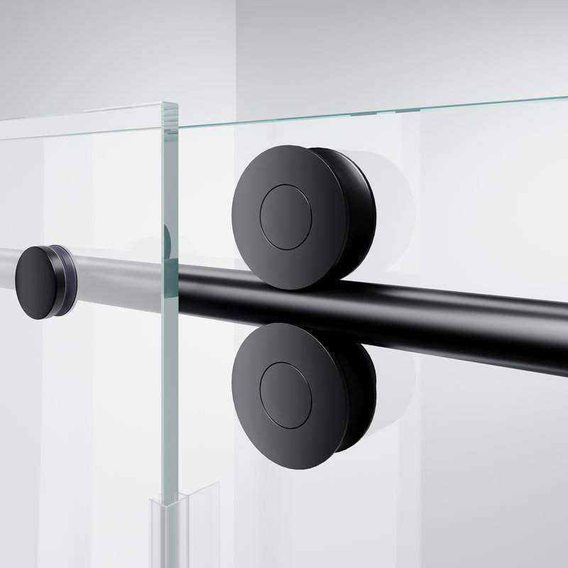 61" - 65" W x 76" H Single Sliding Frameless Shower Door, Black