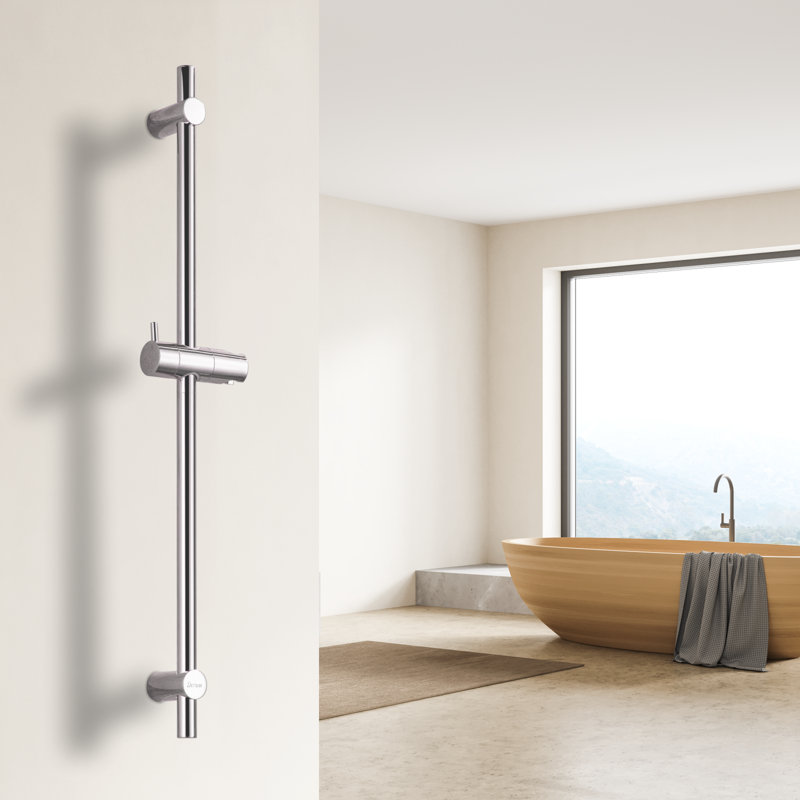 DETBOM Shower Riser Rail 90cm(35.43"), Segmented Wall Mounted Shower Rail, Wall Mounted Shower Rail kit, Adjustable Shower Head Holder Bar, Shower Slider Rail for Bathroom, Chrome Silver