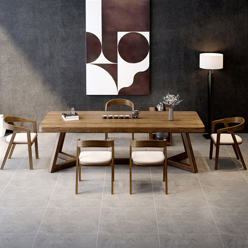 Brown Rectangle Solid Wood Dining Tables, 29.53”H x 94.49”L x 39.37”W