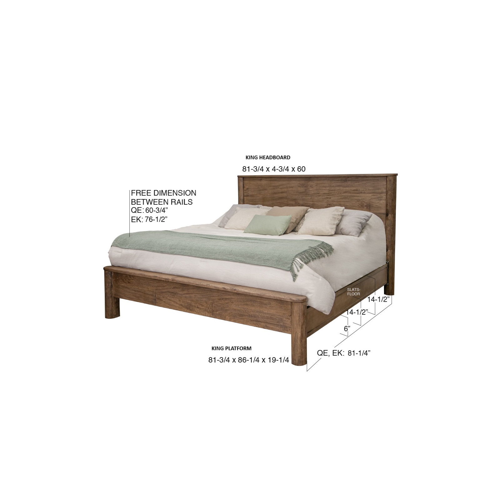 Quinn Solid Wood Bed, King