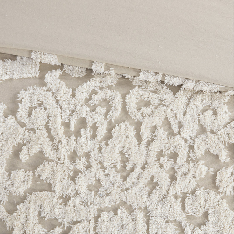 Très grand / très grand literie taupe - Chenille de coton 3 pièces pour chambre à coucher au look chic et décontracté, Taupe
