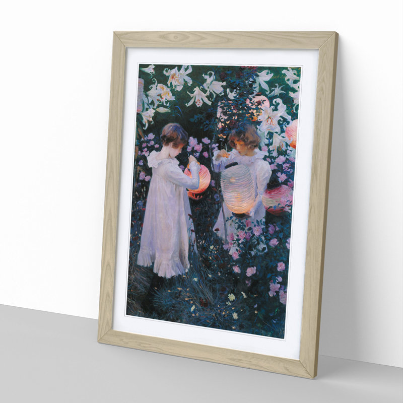 Carnation, Lily, Rose by John Singer Sargent - Picture Frame Painting, 48cm H x 36cm W x 2cm D, Oak Framed