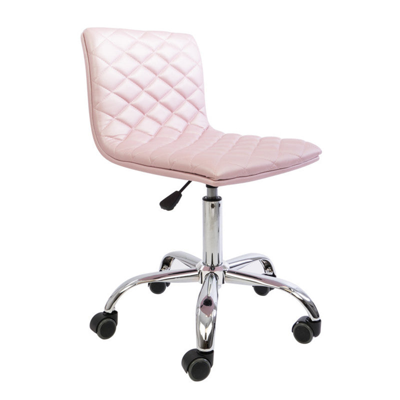 Eliza Diamond Quilted Vanity Chair with 360 Degrees Swivel, Tufted Seat with Adjustable Height, Rose Gold
