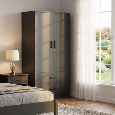 Scottie Armoire 2-Door Wardrobe with 2-Drawers New Design by Ebern Designs