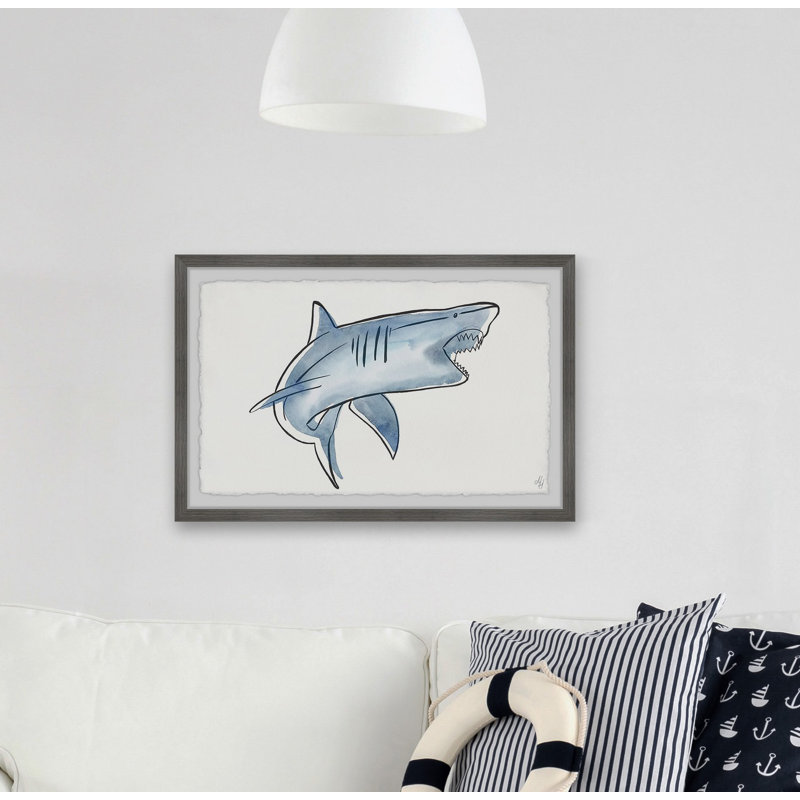Cimino «Biting Shark», reproduction encadrée, H 24 po x l 36 po x P 1,5 po
