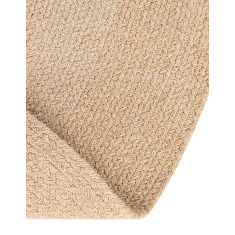  Ombre Hand Braided Wool Rug, Ivory, Round 3'1"