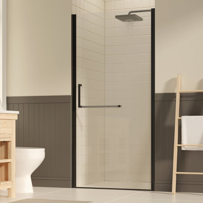 35-36" W ×72" H Frameless Pivot Shower Door, Pivot Swing Shower Glass Doors With 1/4"(6Mm) SGCC Clear Tempered Glass,Explosion-Proof Film, Reversible Installation, Matte Black