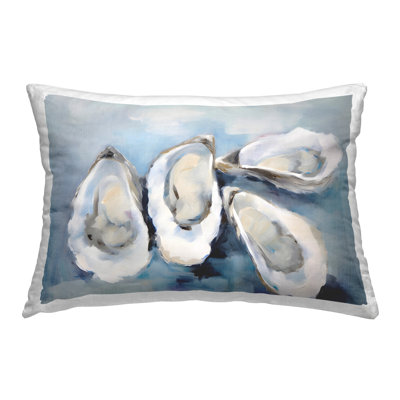 Four Oysters Impression Decorative Printed Throw Pillow Design by Petal Prints Design