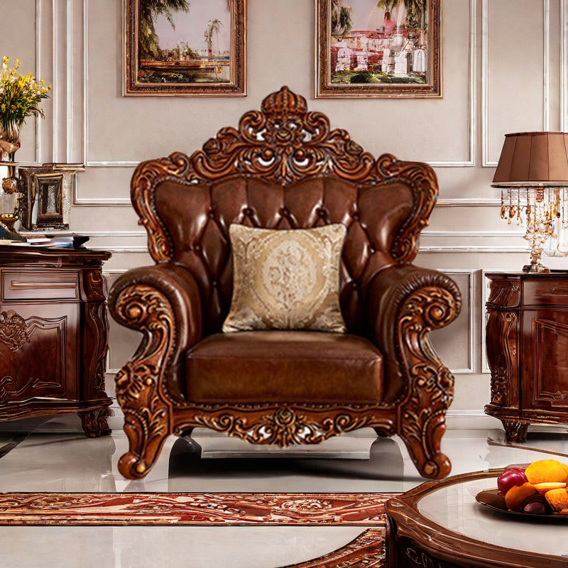Fauteuil en cuir de vache 45,67 po