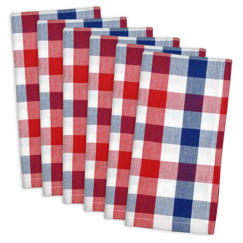 Silberman Cotton Plaid Square Napkin, Red/Blue