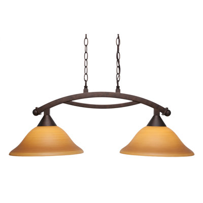 Luminaire pour îlot de cuisine 2 lumières avec verre de lin 12 po Eisenhauer