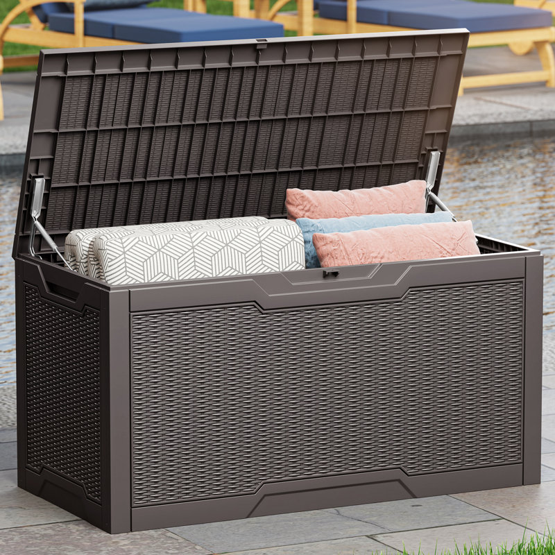 Balconera 100 Gallons Lockable Resin Deck Box, Brown
