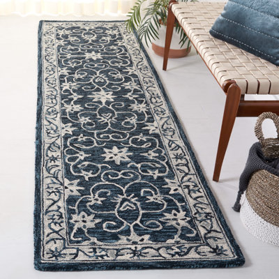 Tapis bleu marine / ivoire Jardin 601