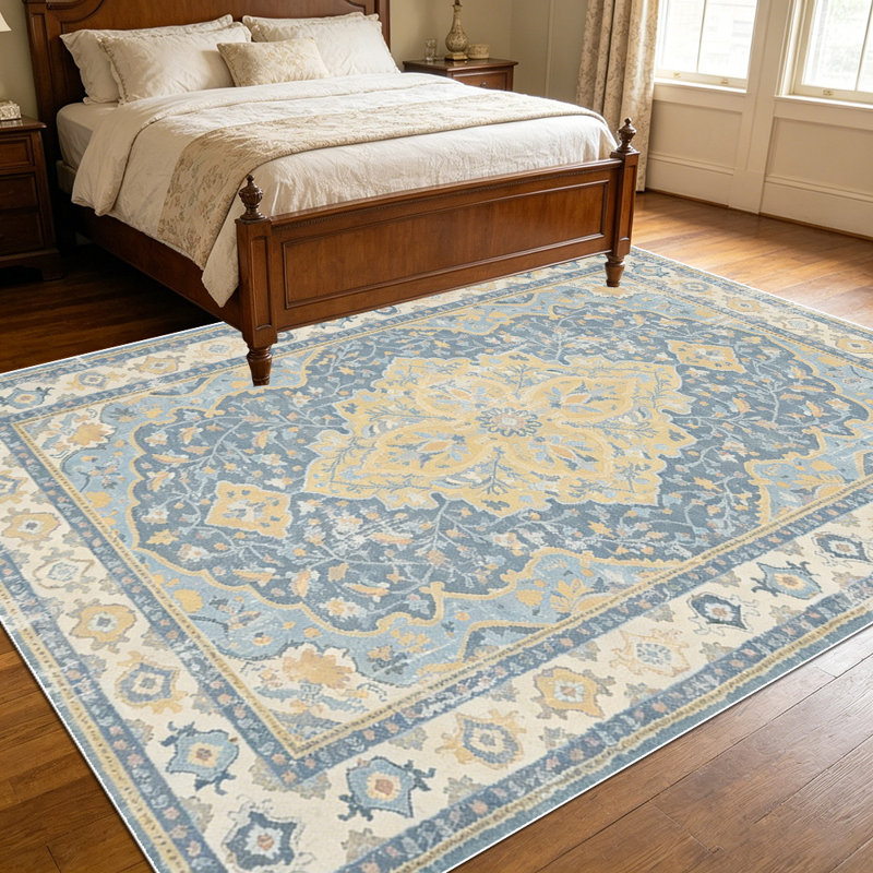 1PC Vintage Persian Distressed Floral Medallion area rugs for Living Room, Soft and Comfortable, Suitable for all seasons, easy-to-maintain, machine washable Indoor floor mat, Under Table Farmhouse suitable for dining table, bedroom, entryway,