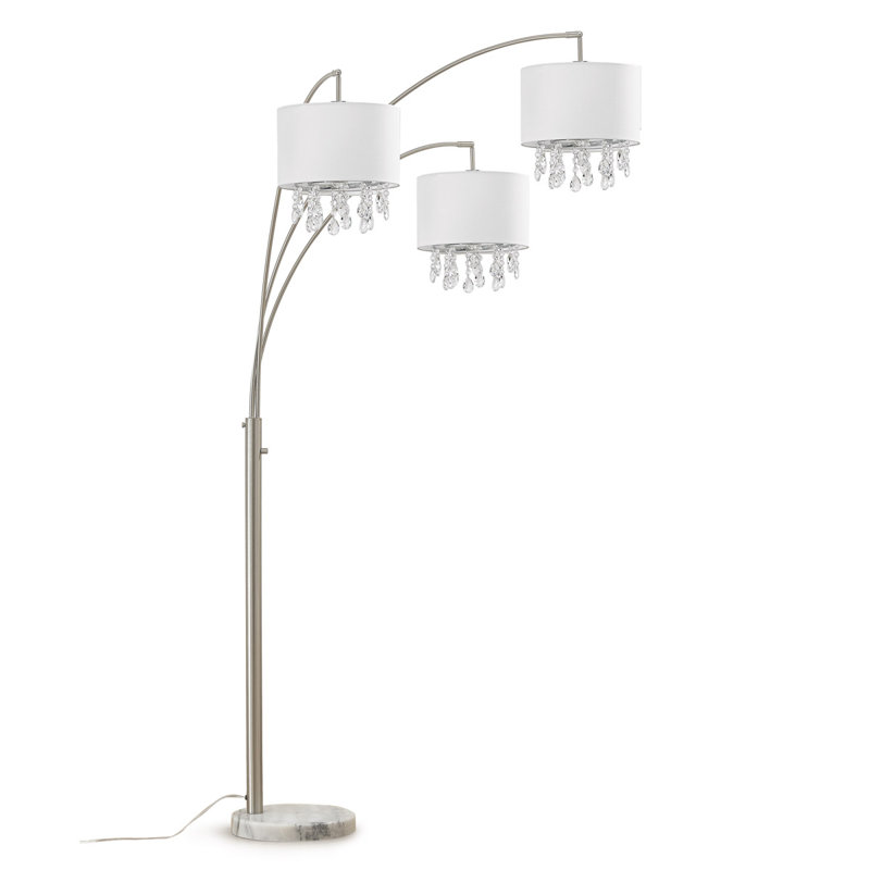 Jopling 83'' Brushed Nickel Tree Floor Lamp, White